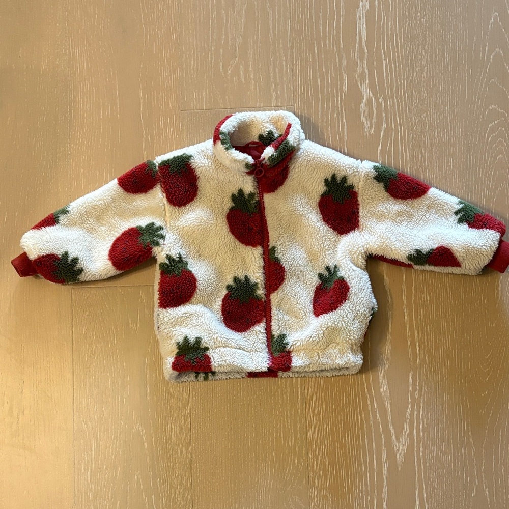 Zara Kids Red and White Fleece Jacket